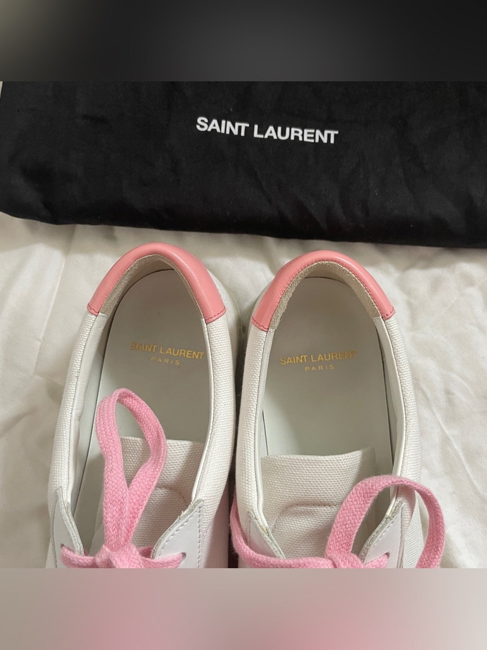 Saint Laurent Pink and White leather-trimmed Canvas Sneakers - Picture 8 of 14